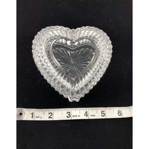 Vintage Molded Glass Heart Trinket Dish with Lid